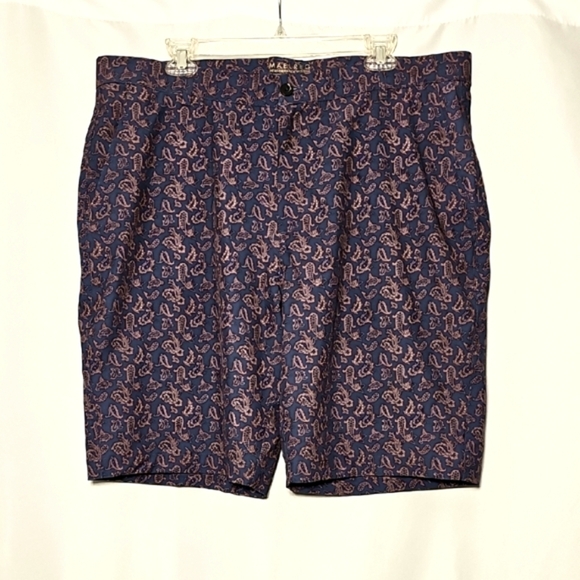 MAELREG Mens Performance Proflex Navy Blue Maroon Paisley Golf Shorts Size 40 - Picture 1 of 7
